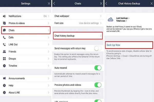 backup line chat history with icloud