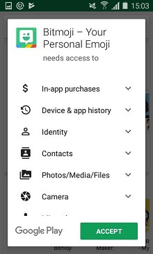 bitmoji android permission