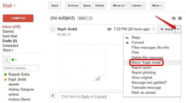 block email address on gmail web
