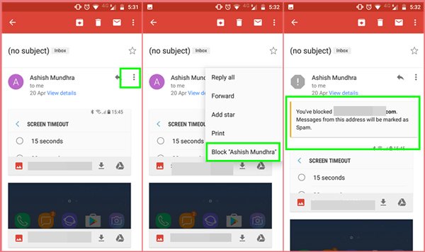 block email address on gmail android