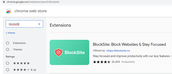 blocksite extension