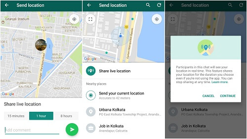 share location on WhatsApp Live Location