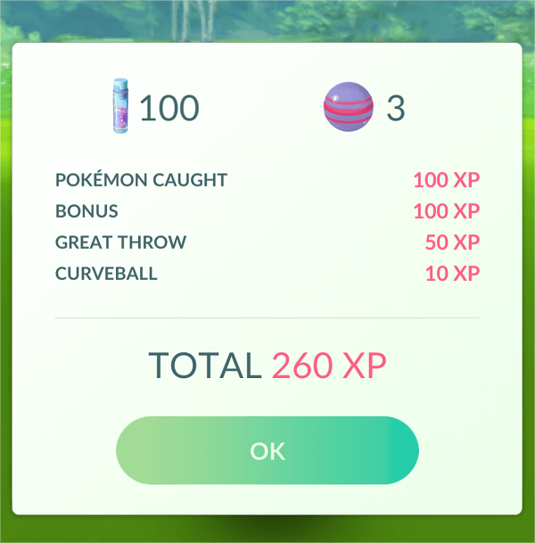 catch bonus in pokemon go