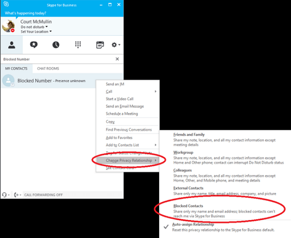 change privacy relationship skype