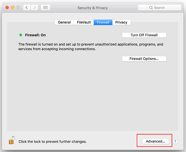 check firewall settings on mac