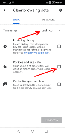 chrome cookies and site data