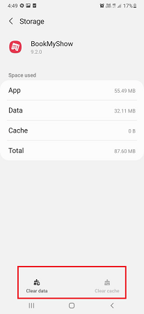 clear data and data cache