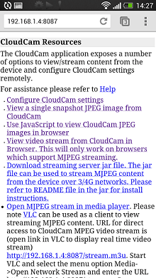 cloud cam browser page