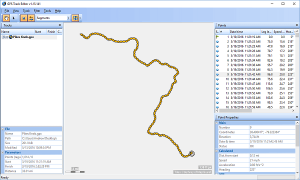 Use GPS Track Editor tools to create gpx file