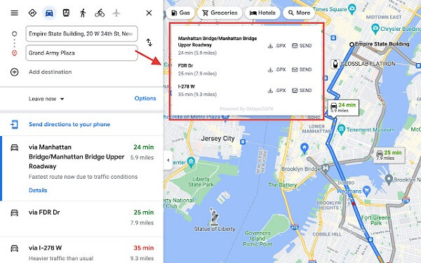 Use Google Maps to create gpx file
