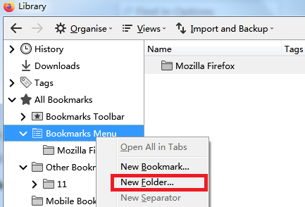 create new folder in firefox bookmarks