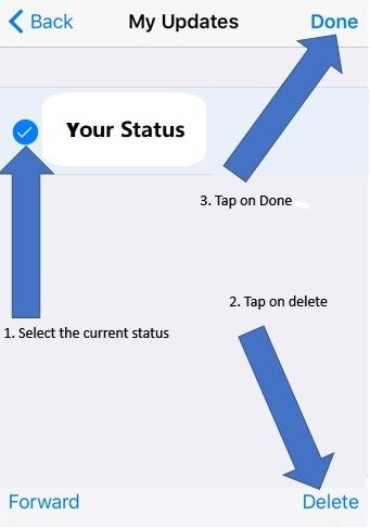 delete whatsapp status on iphone