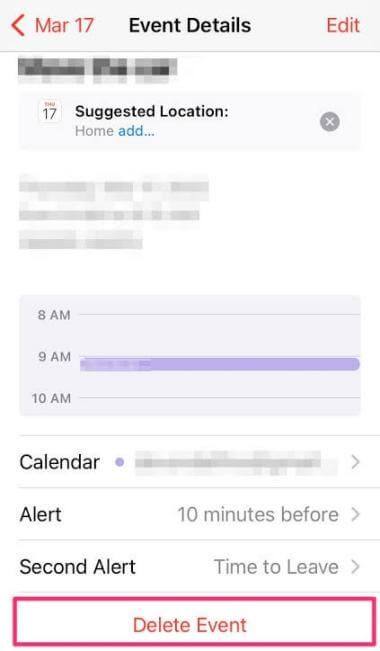 delete iphone calendar event