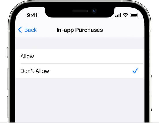 do not allow in app purchases