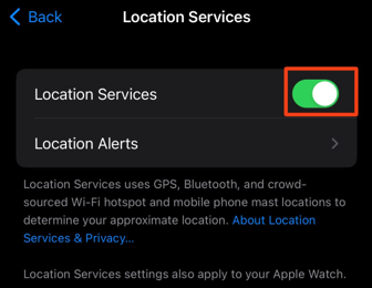 turn off location services