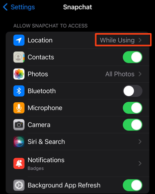 enable snapchat location permission