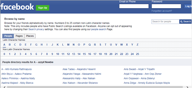 facebook directory