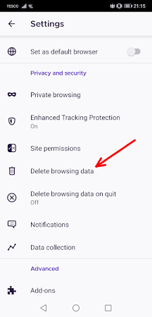 firefox delete browsing data