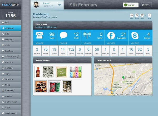 flexispy online dashboard