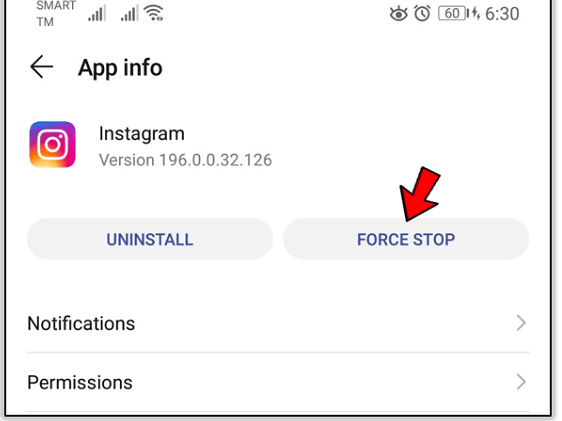 force stop instagram