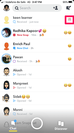 snapchat friends list icon meaning