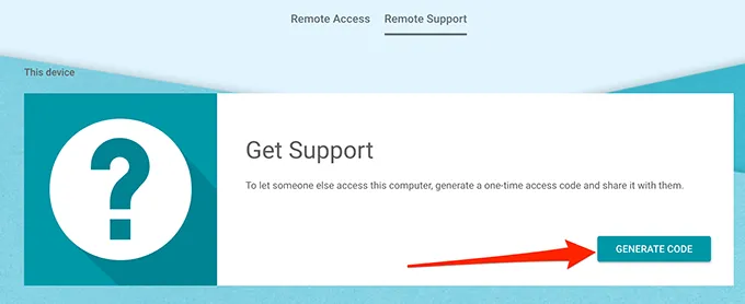 get support to generate access code