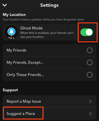 turn off ghost mode in snapchat