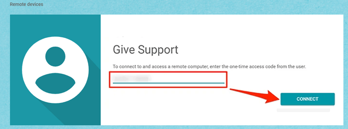 give support to access another computer