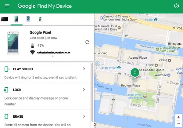 find my lost phone by google account