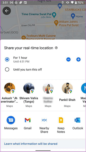 google-share-real-time-location
