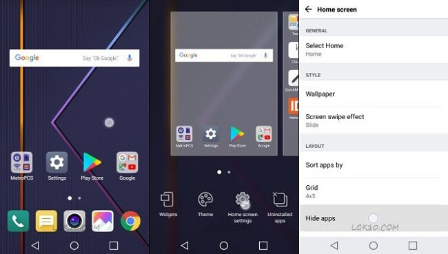 hide app on lg
