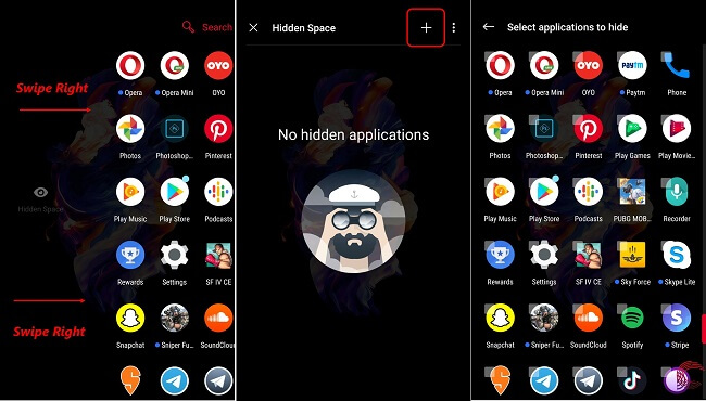 hide app on oneplus