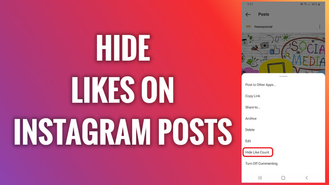 cacher les likes sur un post instagram