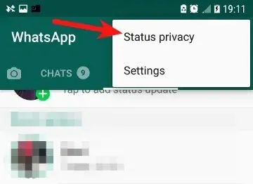 hide whatsapp status