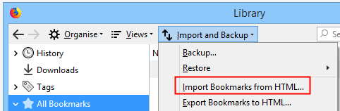 how to import bookmarks in firefox