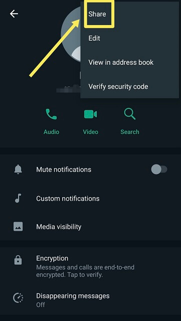 how to share whatsapp contact