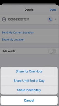 share location and choose duration