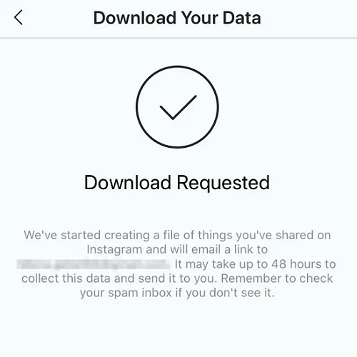 instagram data requested