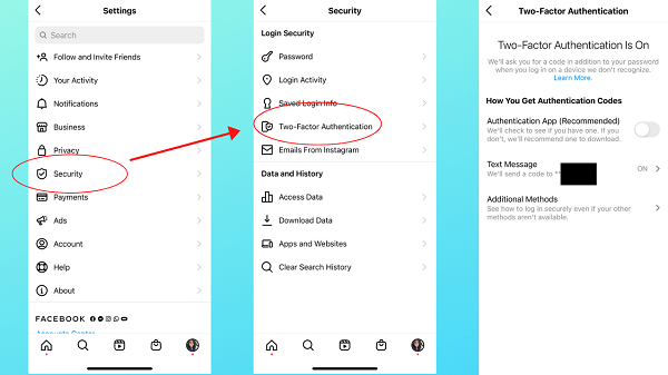 instagram two factor authentication