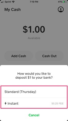 cash app standard or instant