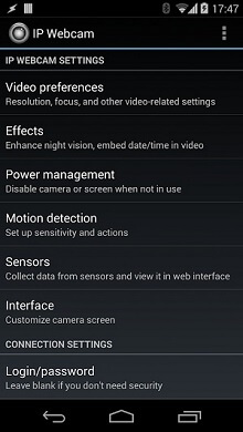 ip webcam settings