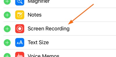 добавьте запись экрана на iphone, чтобы включить возможность съемки экрана snapchat