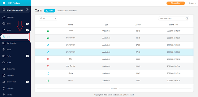 kidsguard for whatsapp monitor target's call history