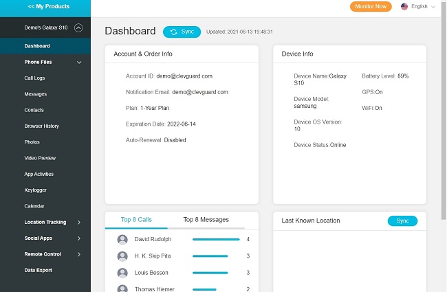 kidsguard pro dashboard