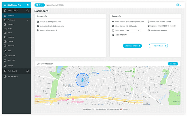 kidsguard pro dashboard