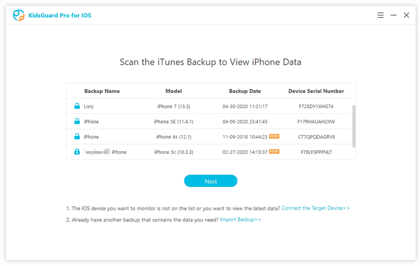 scan iTunes backup to view iPhone files