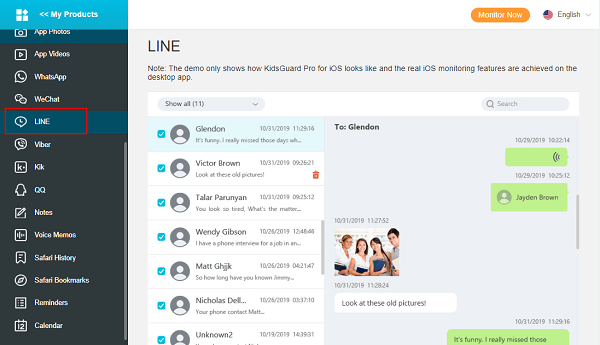 kidsguard pro for ios line chat
