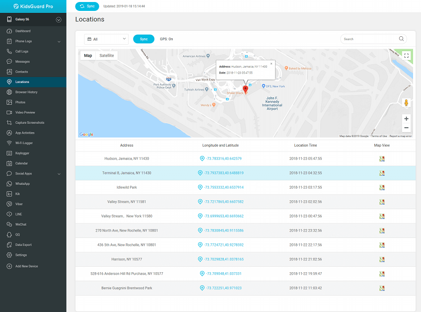 kidsguard pro app location tracking