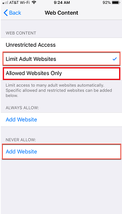 limit web content