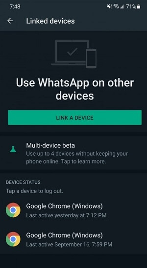 link device on web whatsapp